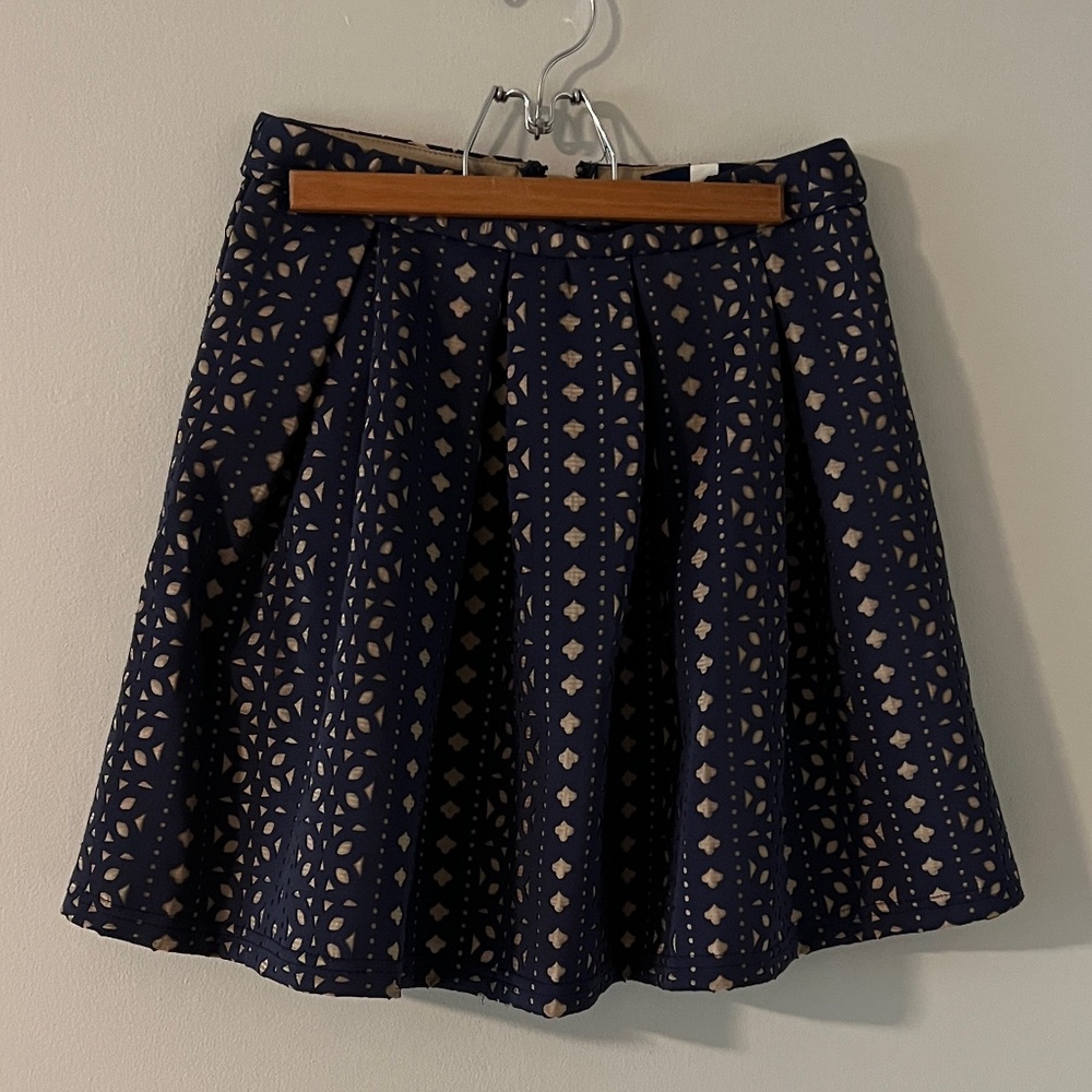 Navy cutout skater skirt